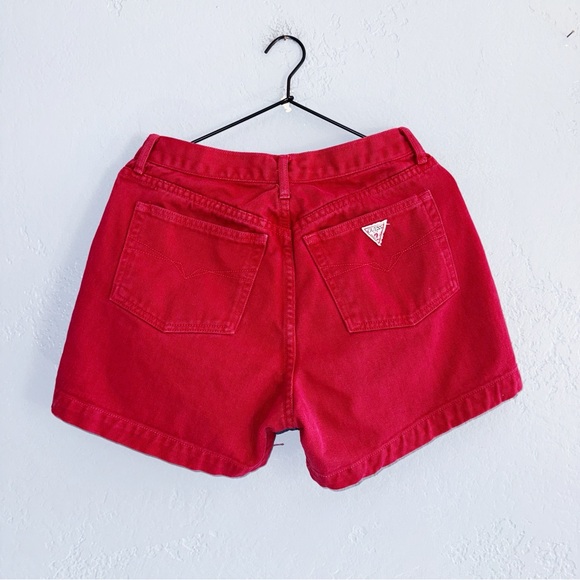 Guess Vintage Red Jean Shorts Size 31/27” - Picture 2 of 7